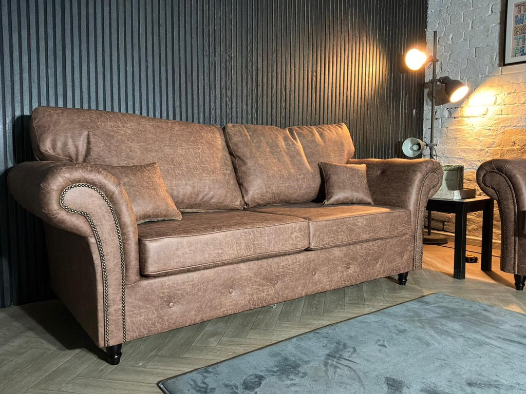 Brand New Tan Leather Chesterfield 3 + 2 Sofa Set – SCS
