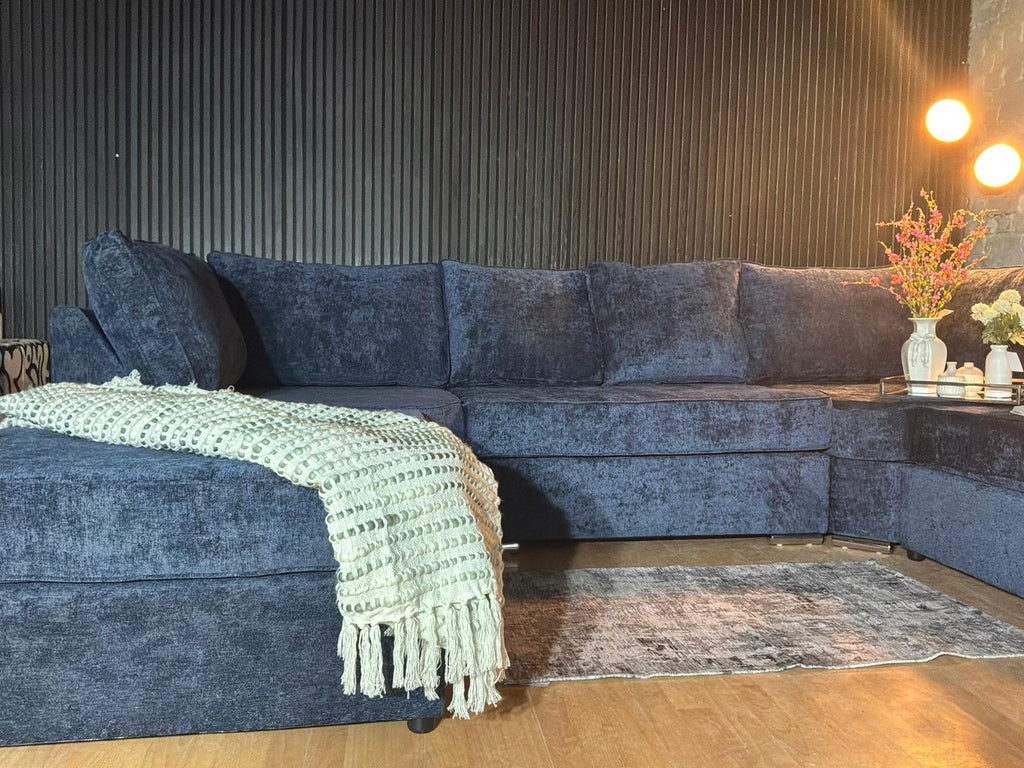 Luxury Navy U-Shape Corner Sofa