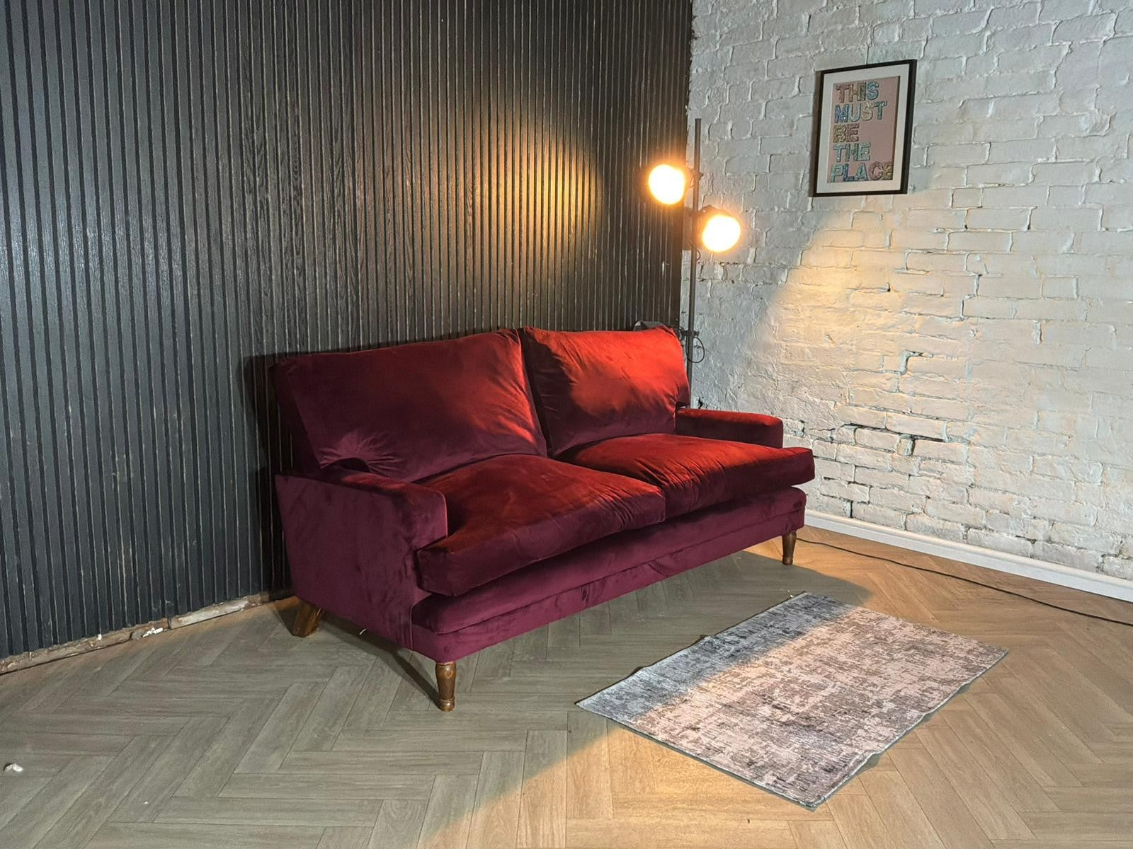 John Lewis 3-Seater Sofa – Red Velvet – RRP £1,199