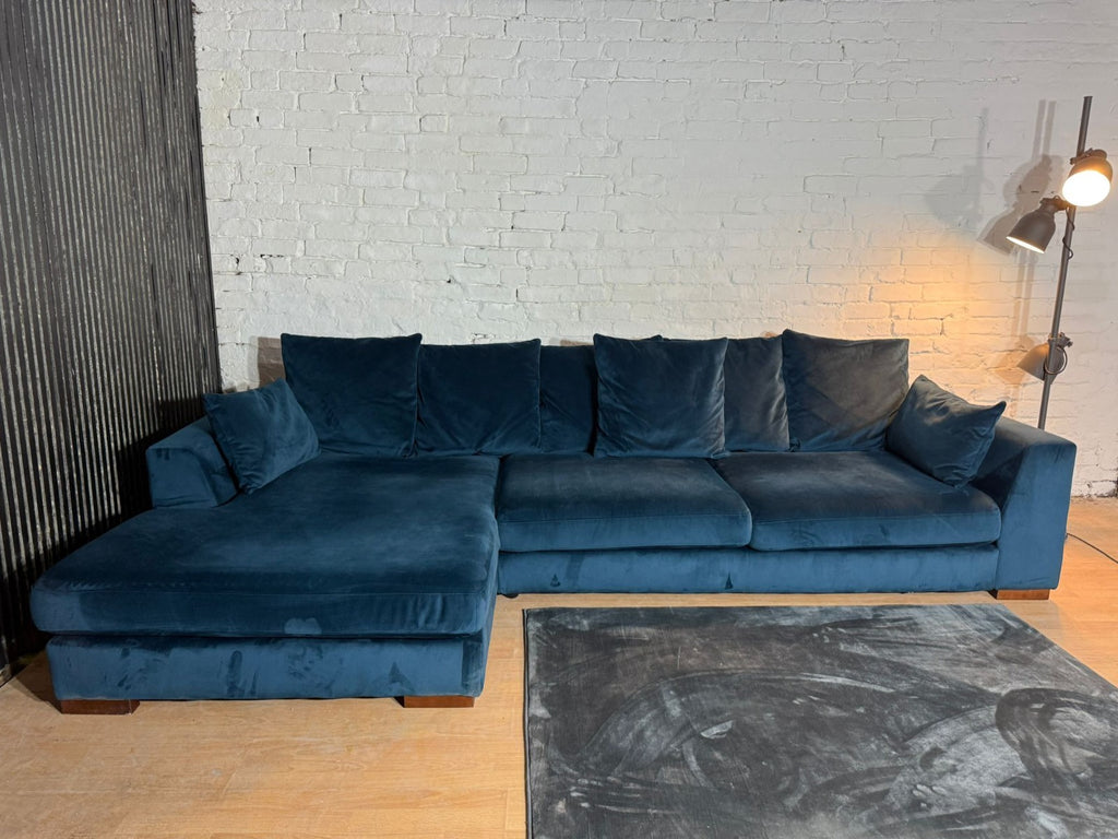 DFS Navy Plush Corner Sofa — RRP £1,599