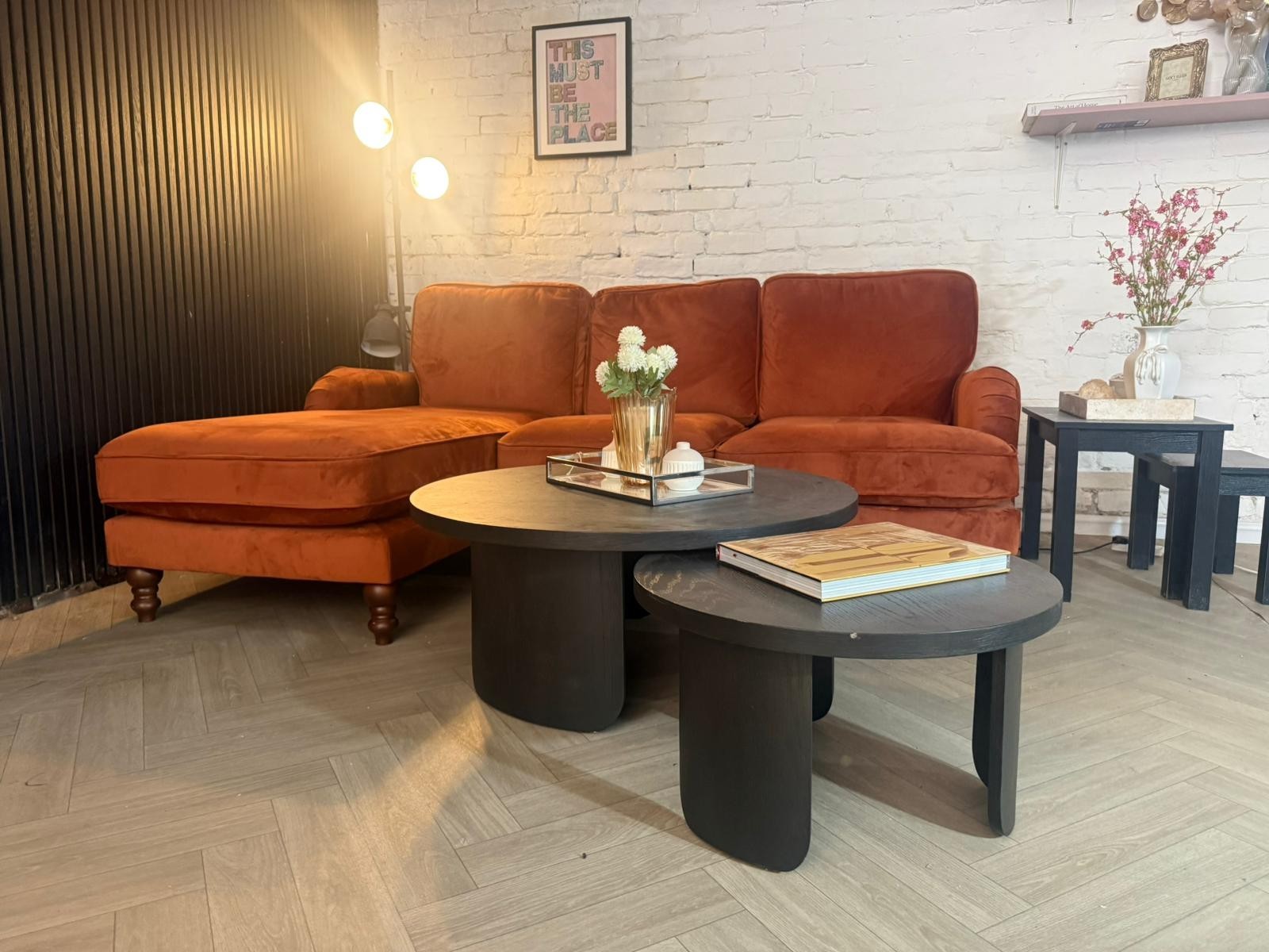 Dunelm Mid-Century Burnt Orange Corner Sofa – RRP £1,499