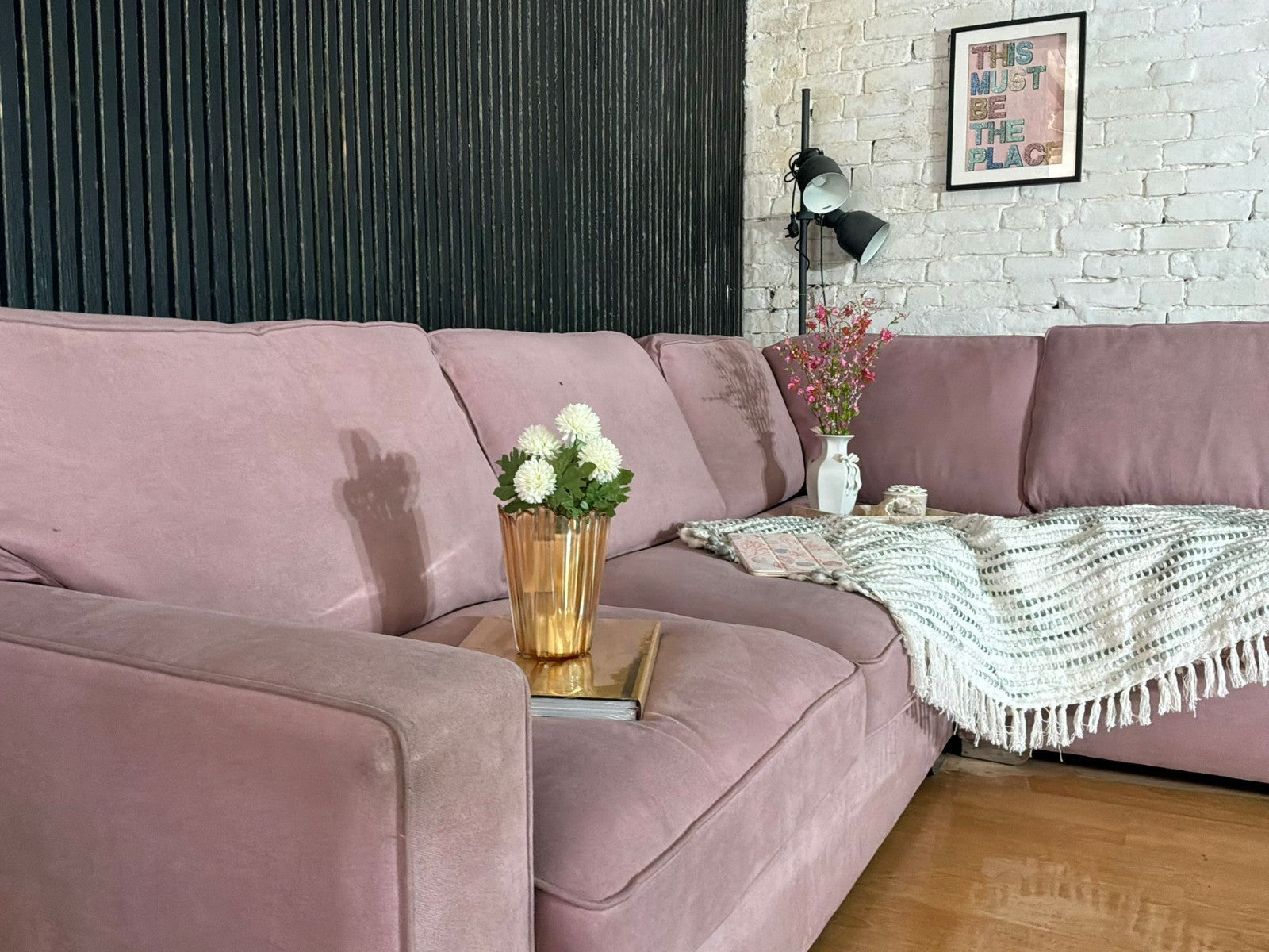 Furniture Village Large Pink Corner Sofa