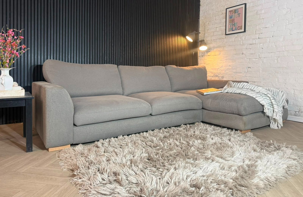 DFS Calix Grey Bouclé Corner Sofa | RRP £1,499 | 300 x 165cm