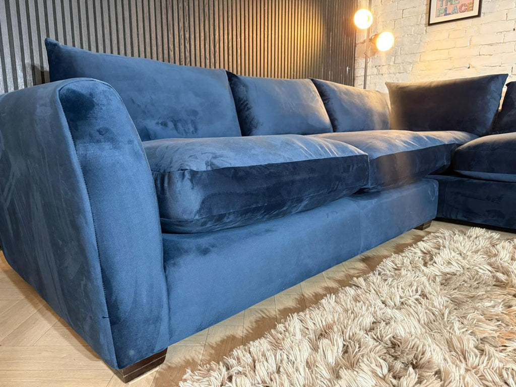 HIGH STREET BRAND Barker & Stonehouse Floyd Plush Velvet Indigo Corner Sofa RRP