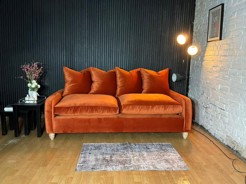 Loaf Floppy Jo 3-Seater Sofa with Matching Footstool – Burnt Orange