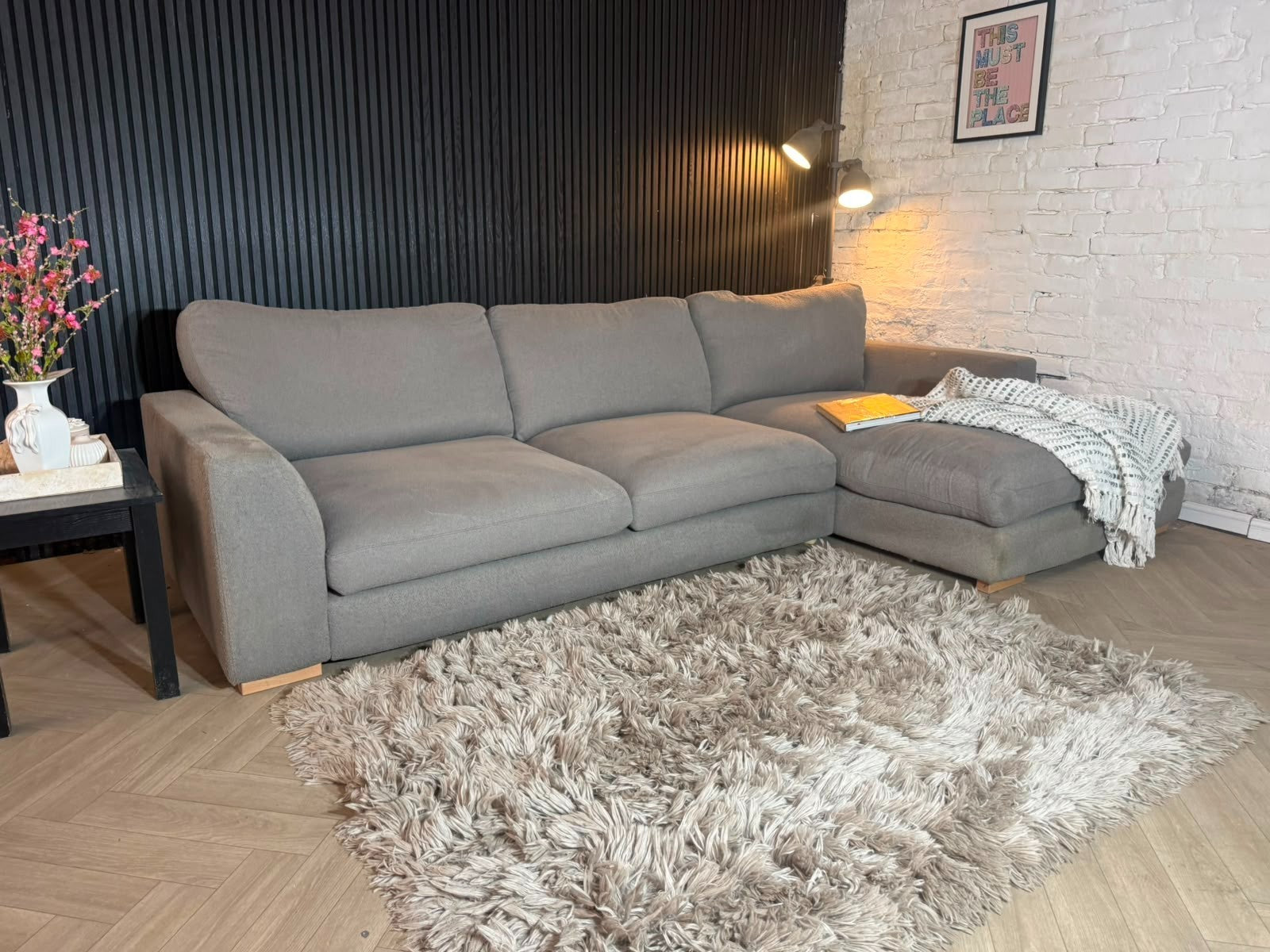 DFS Calix Grey Bouclé Corner Sofa | RRP £1,499 | 300 x 165cm
