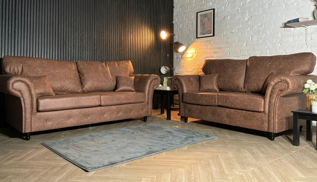 Brand New Tan Leather Chesterfield 3 + 2 Sofa Set – SCS