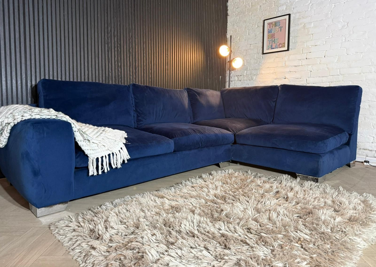 HIGH STREET BRAND NEXT Deep Sit Navy Blue Corner Sofa — RRP £2499