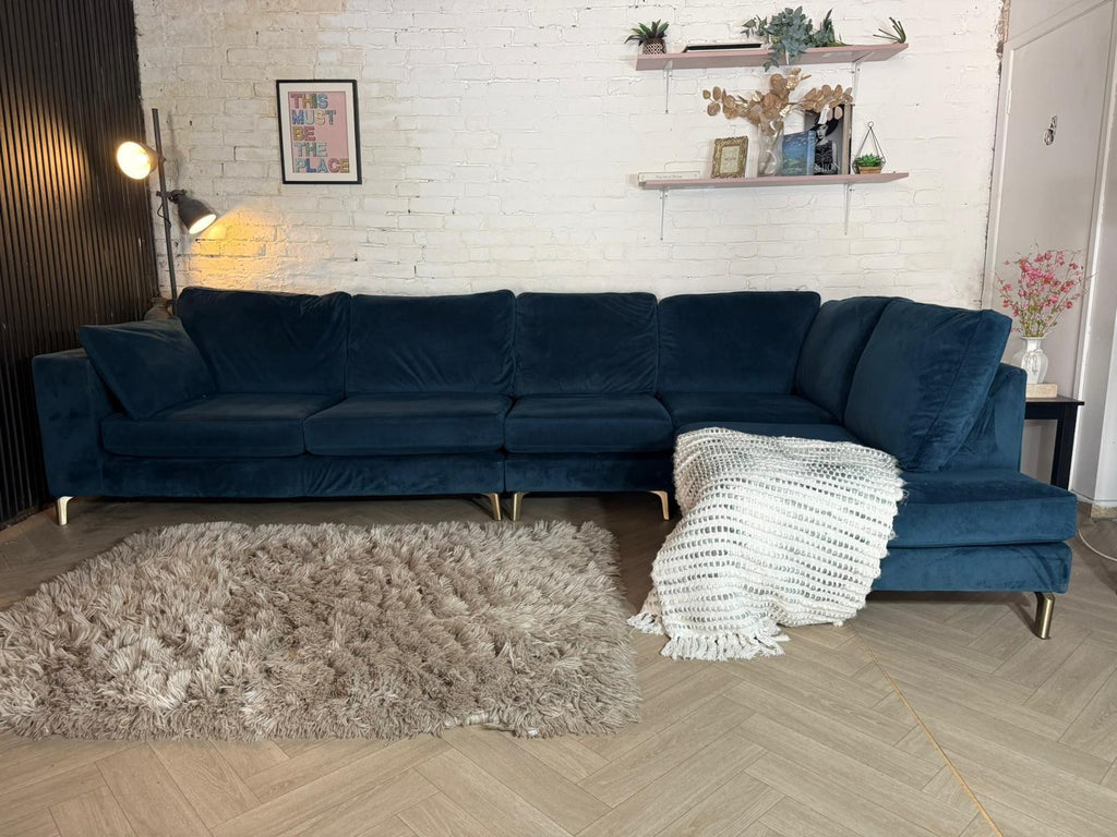 DFS Darcy Navy Plush Corner Sofa – RRP £2,000