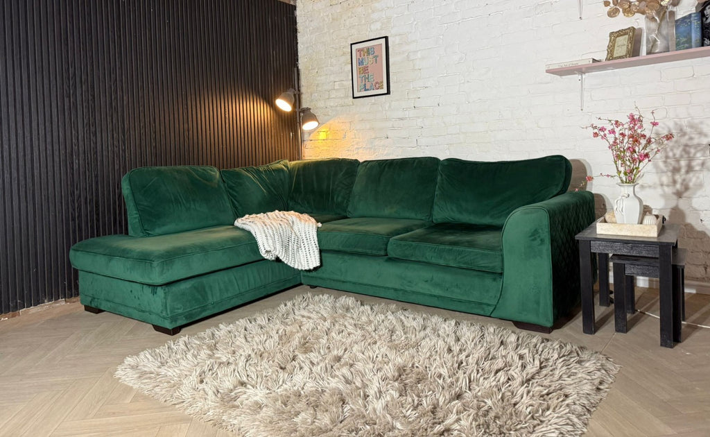 DFS Orka Bottle Green Corner Sofa – RRP £1,899 – Only £450