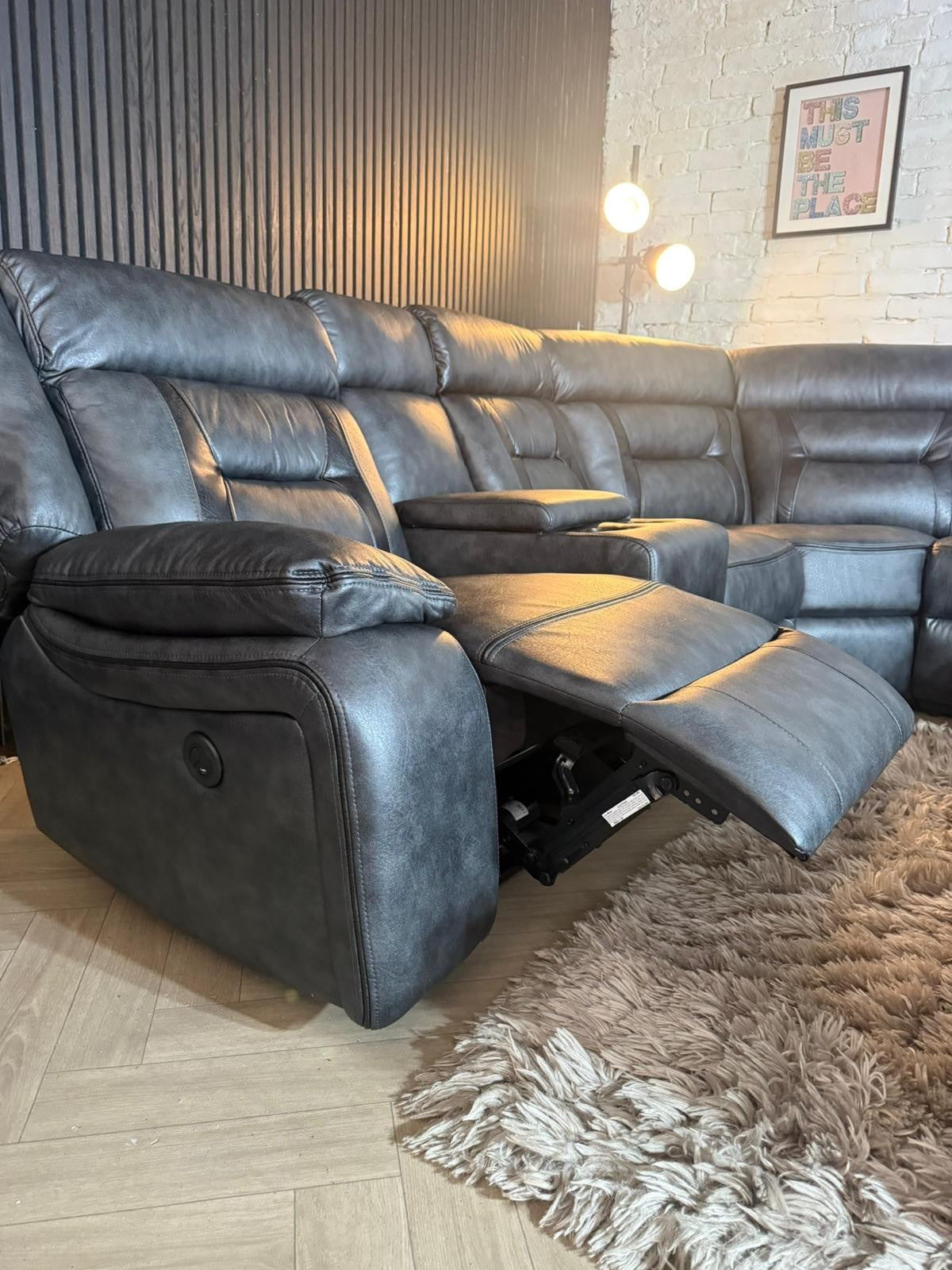 🔥 SCS Black Leather Electric Corner Recliner Sofa 🔥