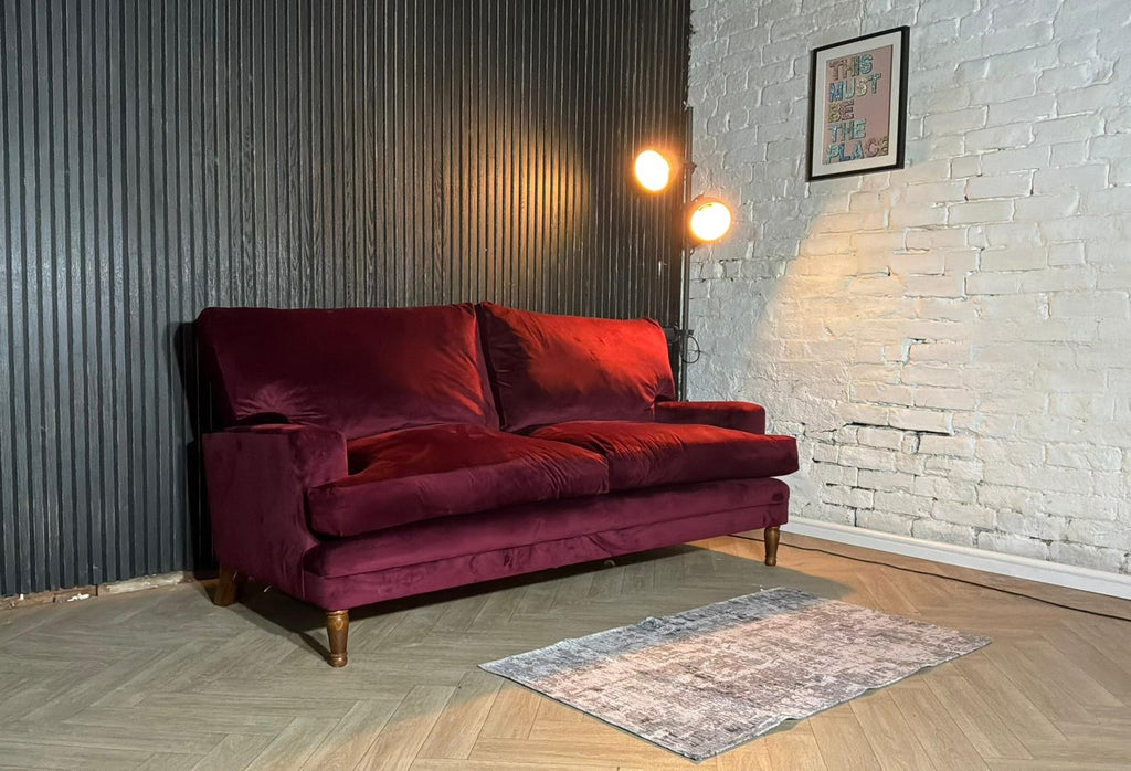 John Lewis 3-Seater Sofa – Red Velvet – RRP £1,199