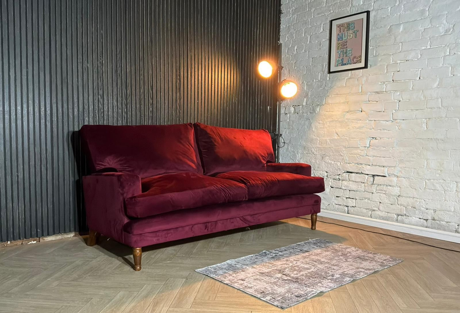 John Lewis 3-Seater Sofa – Red Velvet – RRP £1,199