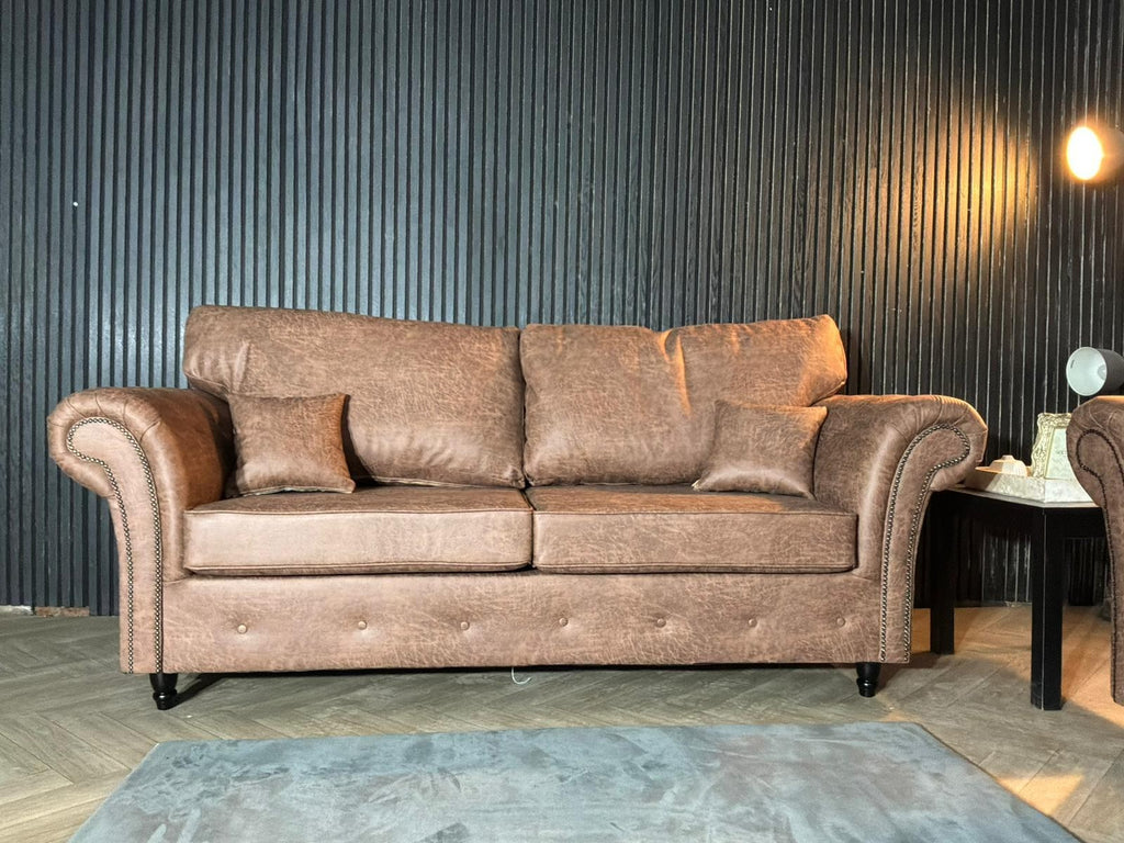 Brand New Tan Leather Chesterfield 3 + 2 Sofa Set – SCS