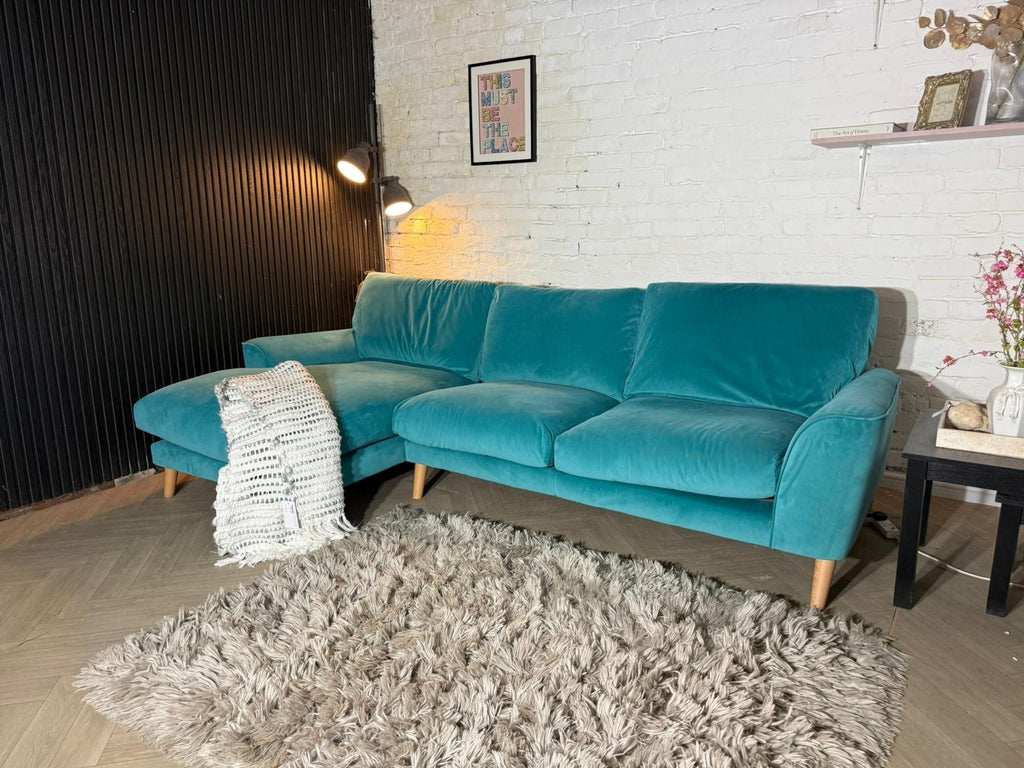 Next Palermo Relaxed Sit Corner Sofa – Teal | 270cm x 150cm | RRP £1,775 | Our P