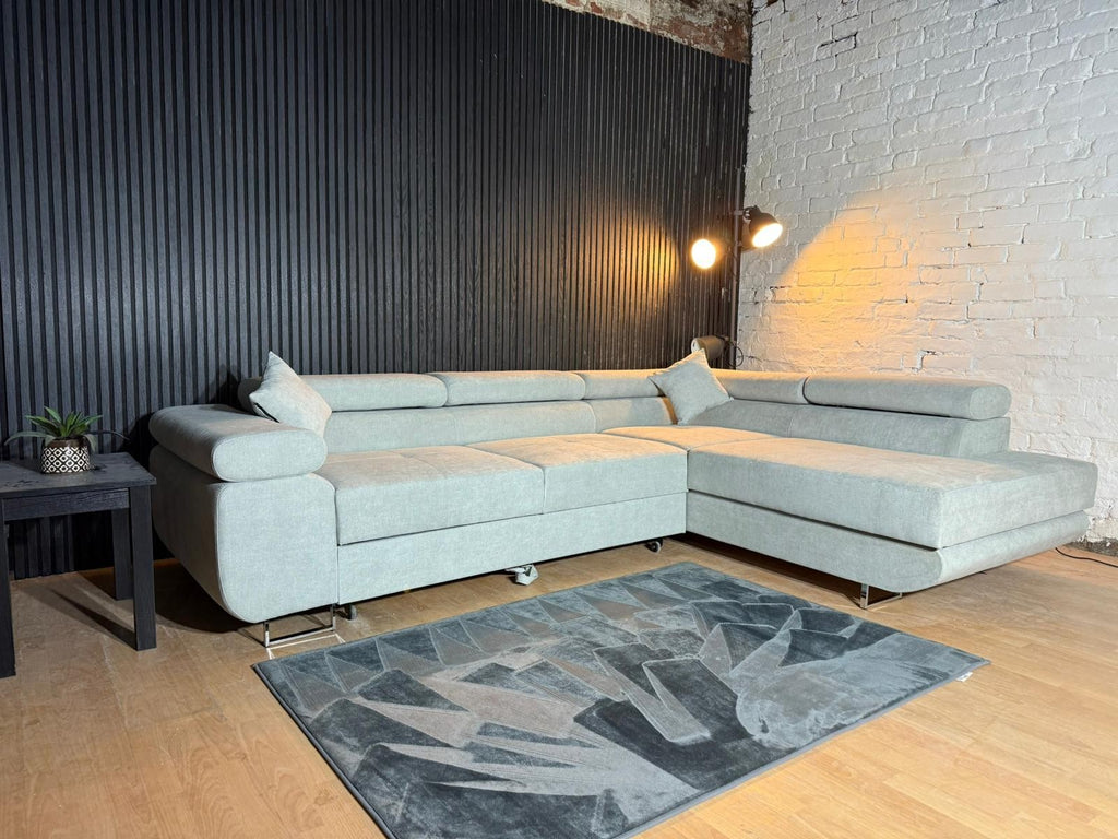 New Stock! MODERN CORNER SOFA BRAND NEW Light Grey Corner Sofa Bed with Storage