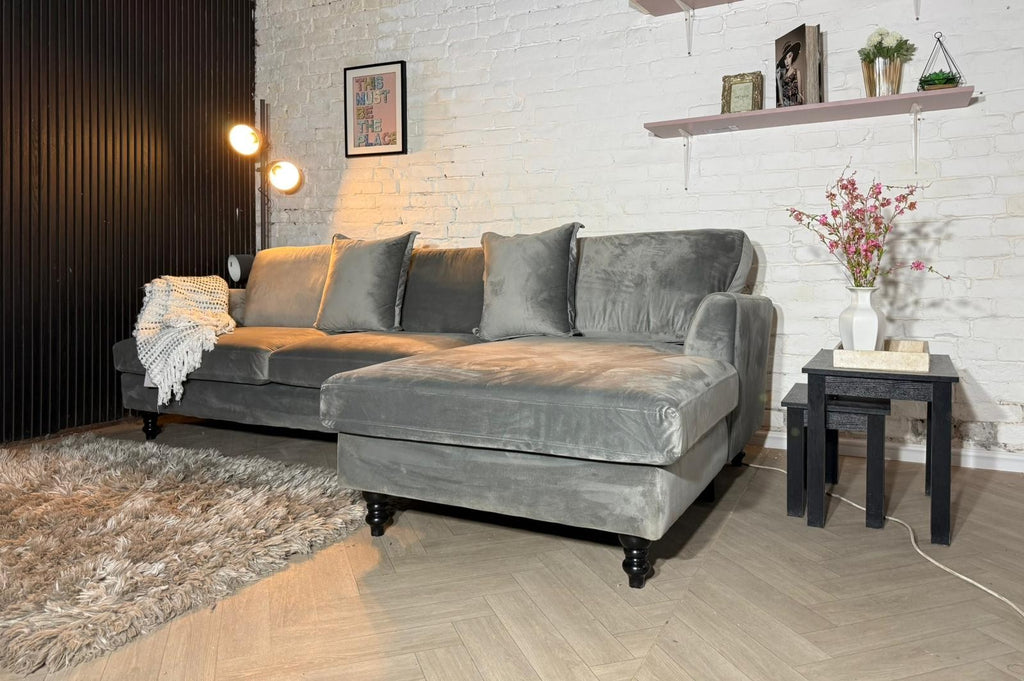 HIGH STREET BRAND DFS Navy Plush Corner Sofa — RRP £1499
