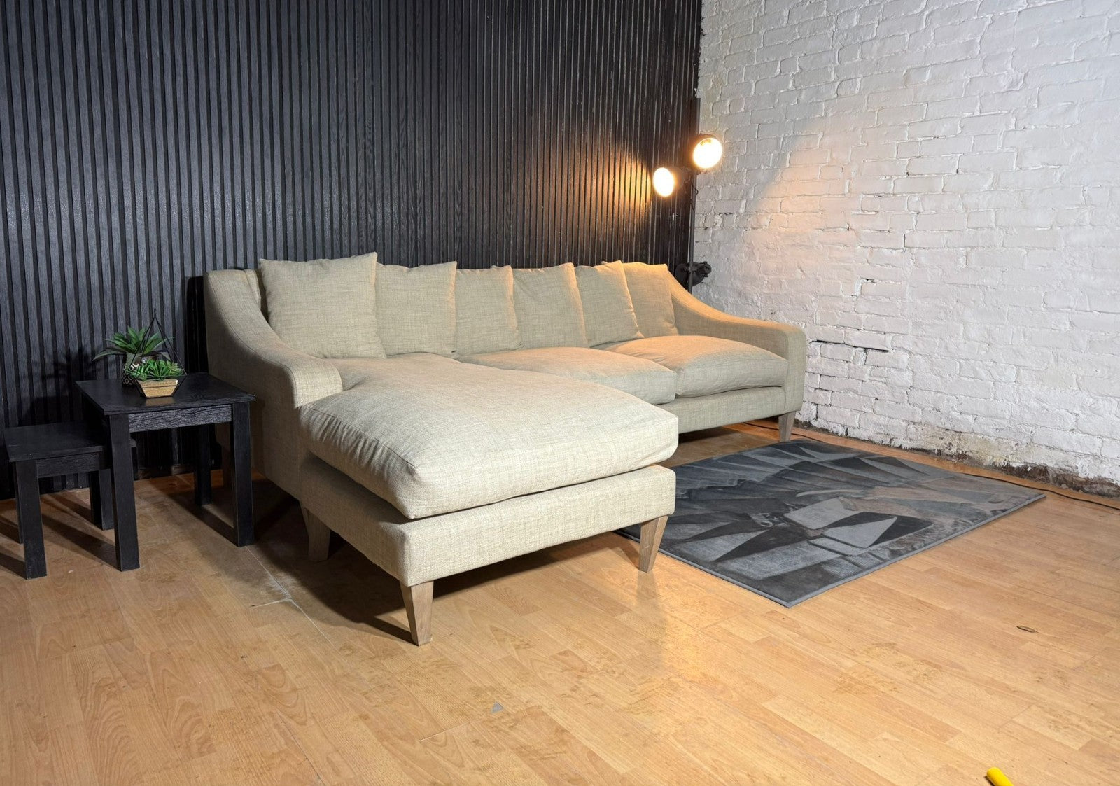 New stock! Beautiful LOAF Oscar chaise sofa upholstered in the popular Oat