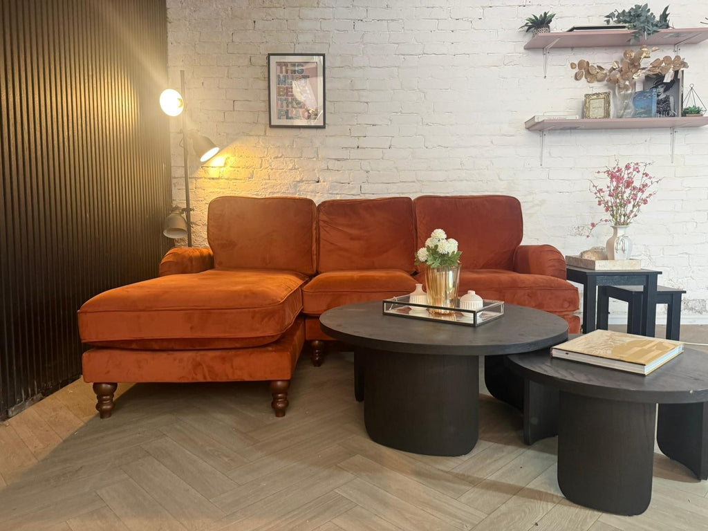 Dunelm Mid-Century Burnt Orange Corner Sofa – RRP £1,499