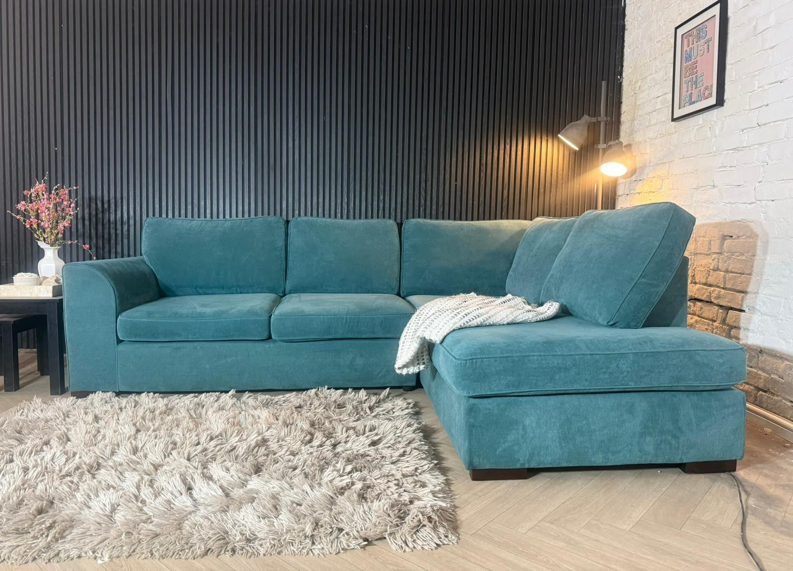 DFS Orka Teal Corner Sofa – 260 x 190cm – Immaculate Condition