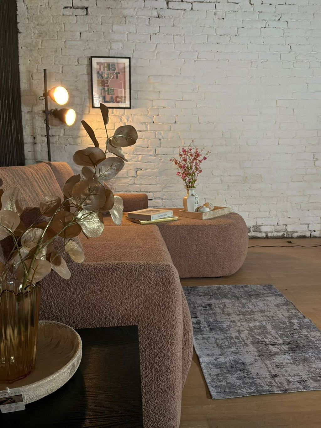 Modern Bouclé Corner Sofa Bed with Chaise