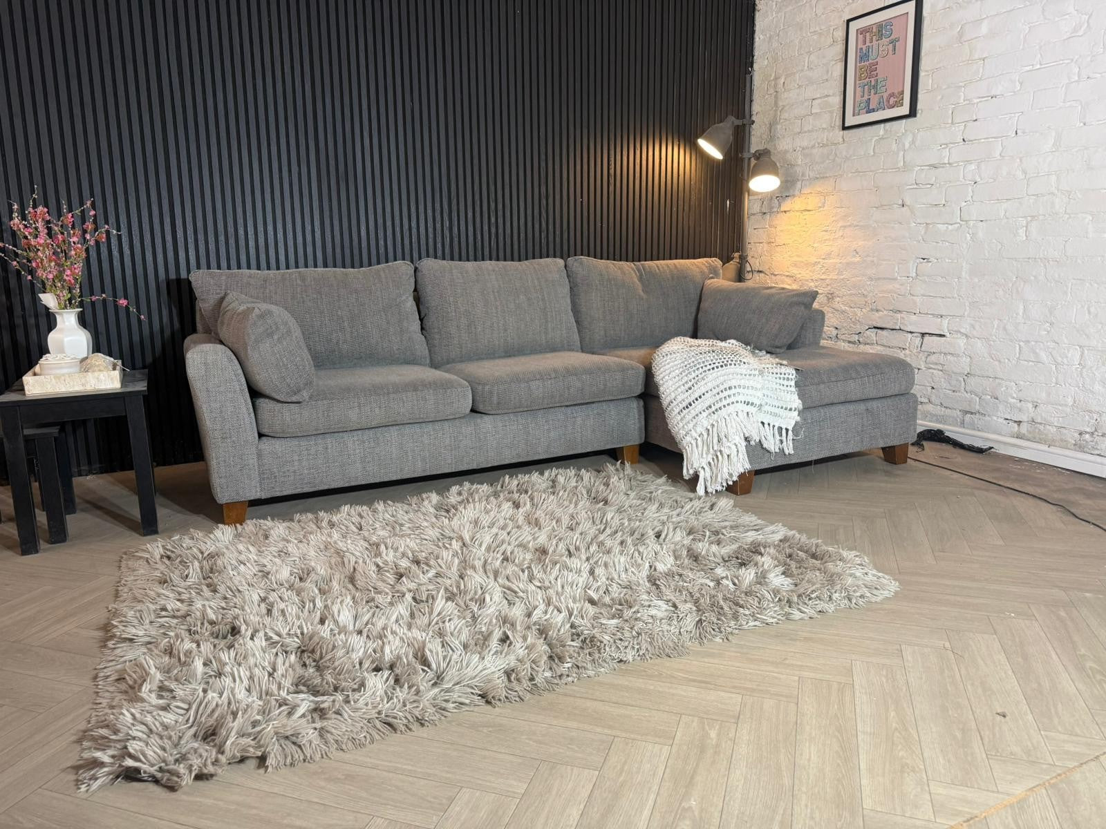 Next Dark Grey Corner Sofa – 260 x 145cm – Excellent Condition