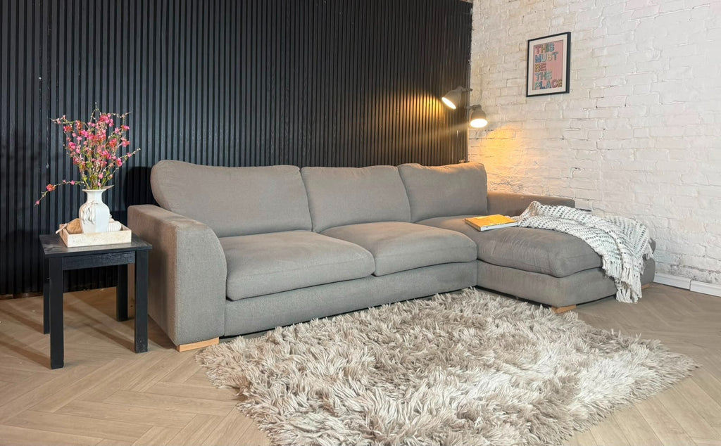 DFS Calix Grey Bouclé Corner Sofa | RRP £1,499 | 300 x 165cm