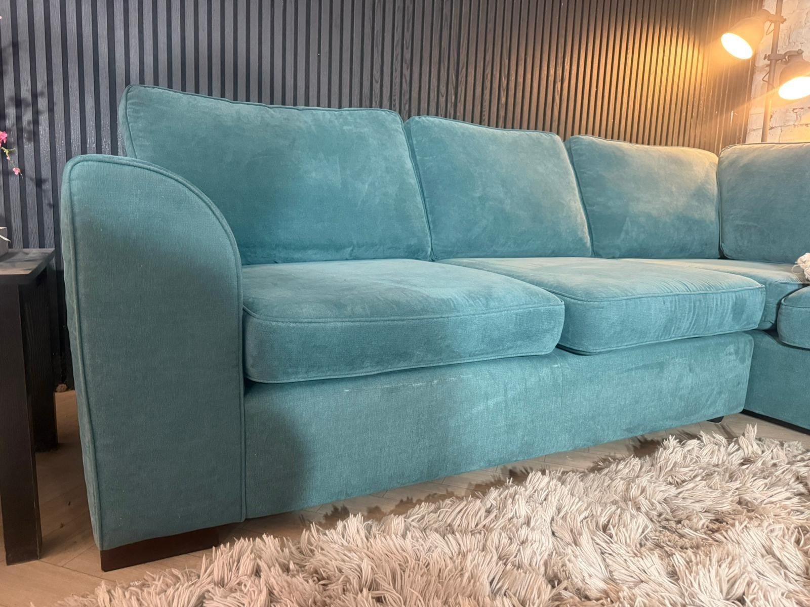DFS Orka Teal Corner Sofa – 260 x 190cm – Immaculate Condition