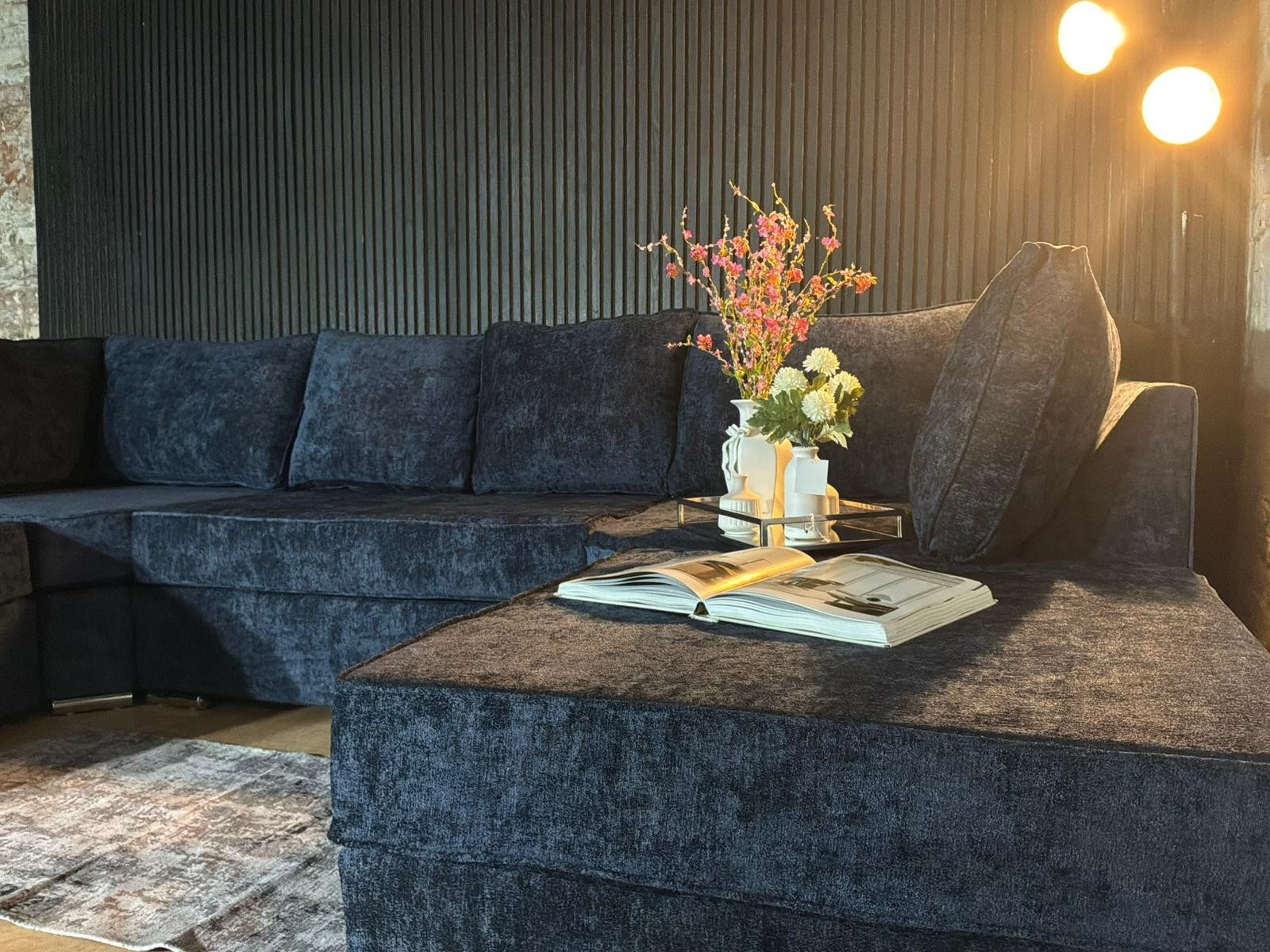 Luxury Navy U-Shape Corner Sofa