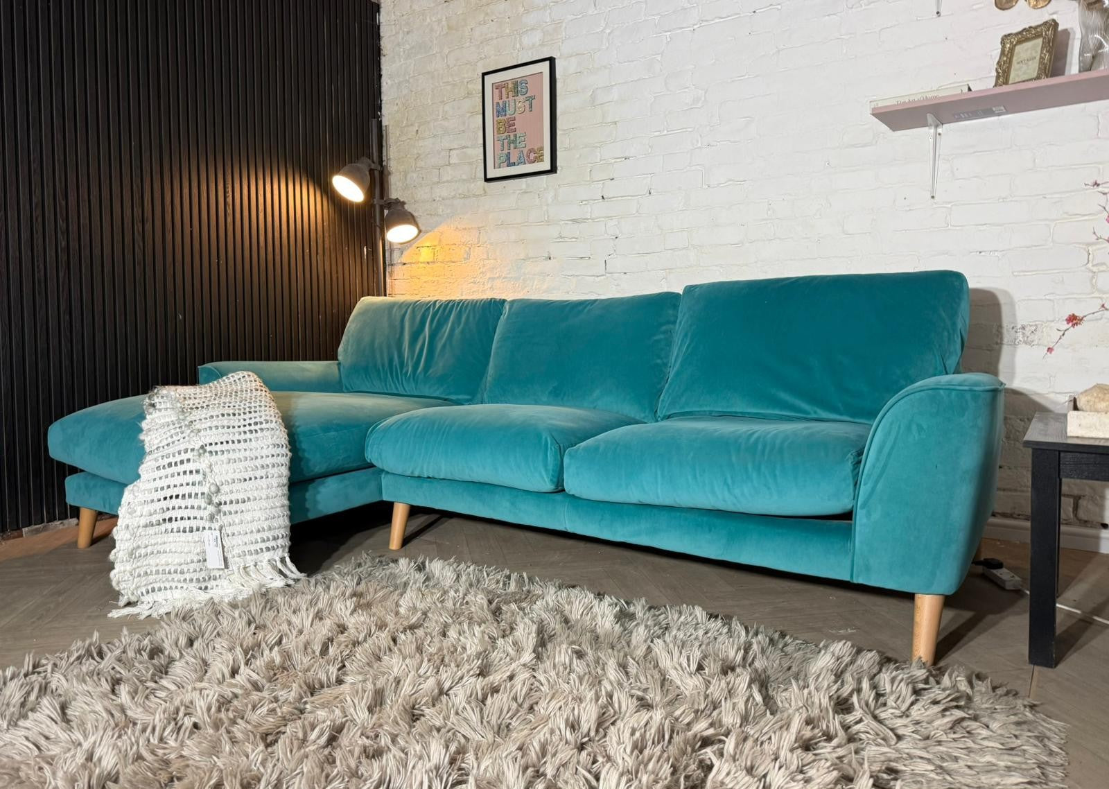 Next Palermo Relaxed Sit Corner Sofa – Teal | 270cm x 150cm | RRP £1,775 | Our P