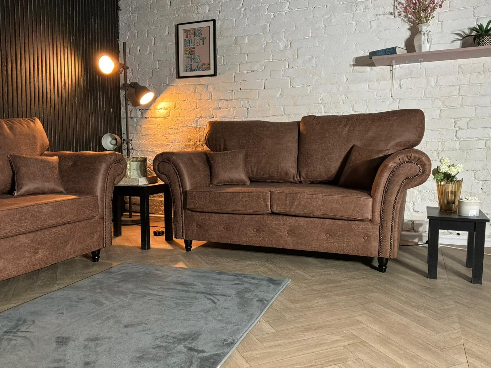 Brand New Tan Leather Chesterfield 3 + 2 Sofa Set – SCS
