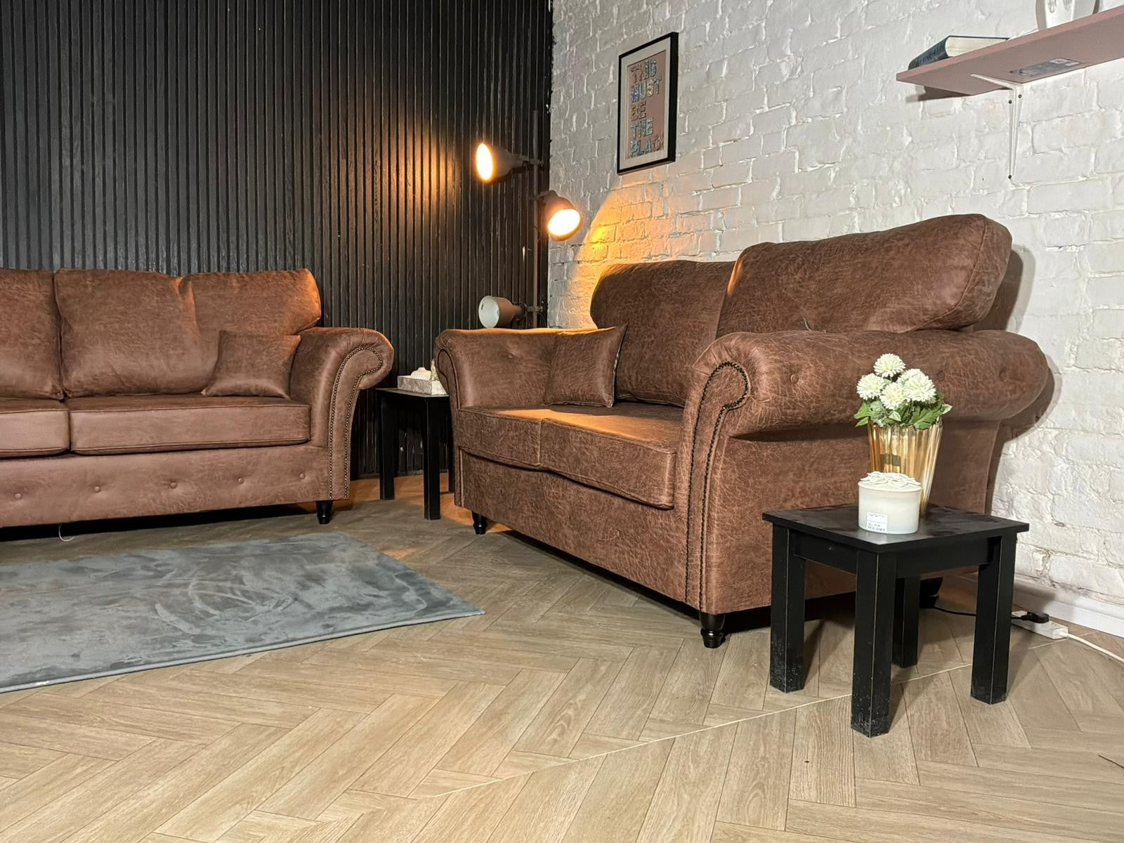 Brand New Tan Leather Chesterfield 3 + 2 Sofa Set – SCS