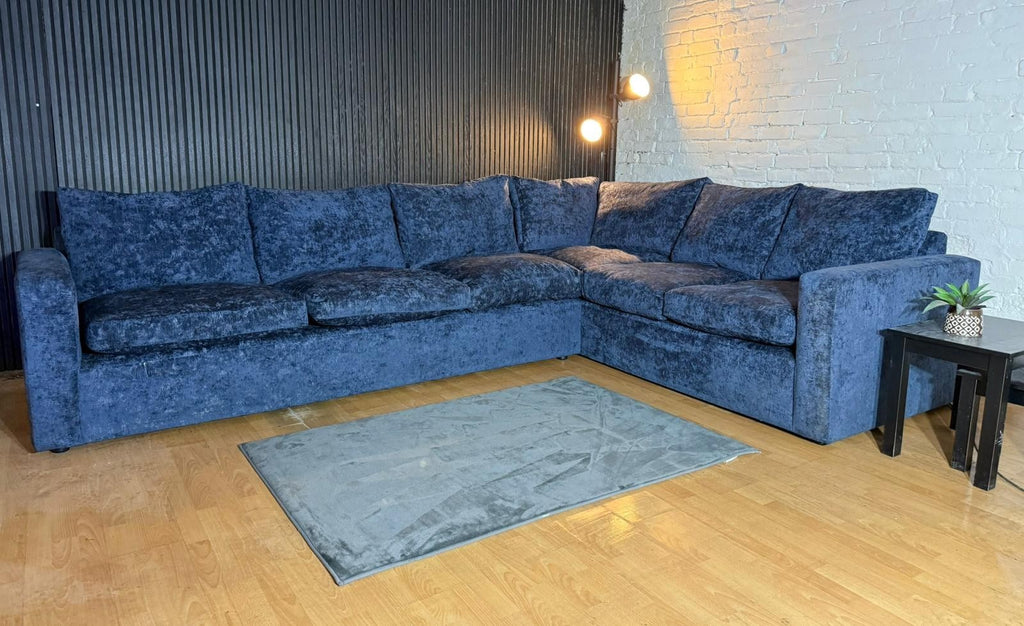 Barker & Stonehouse Artenis Large Corner Sofa – Blue Chenille Fabric