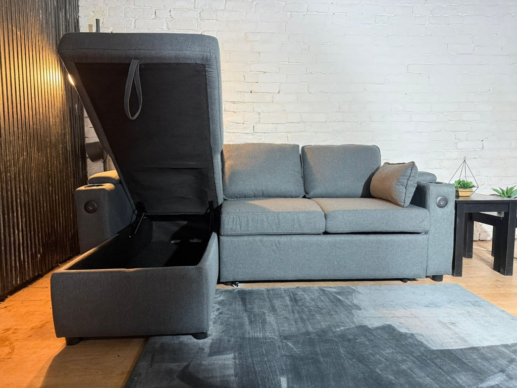 Brand New Sofa Bed with Storage & Charging Ports – 210 × 145