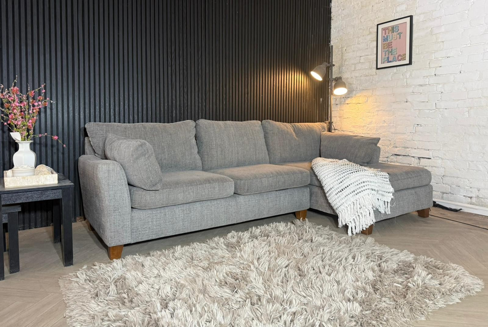 Next Dark Grey Corner Sofa – 260 x 145cm – Excellent Condition