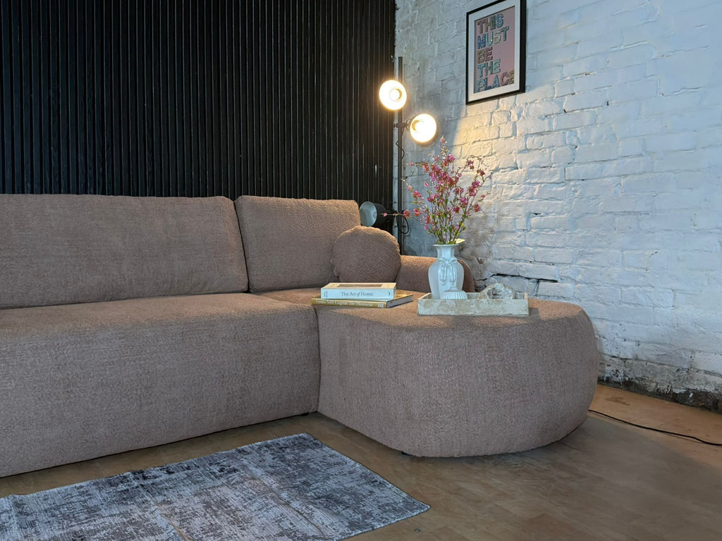Modern Bouclé Corner Sofa Bed with Chaise