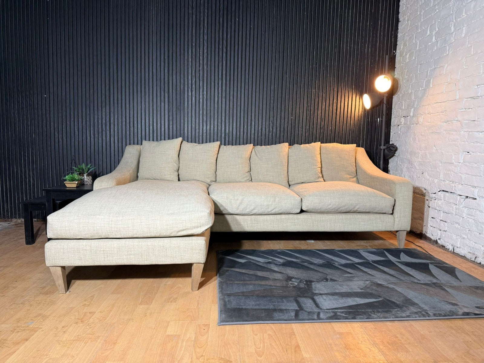 New stock! Beautiful LOAF Oscar chaise sofa upholstered in the popular Oat