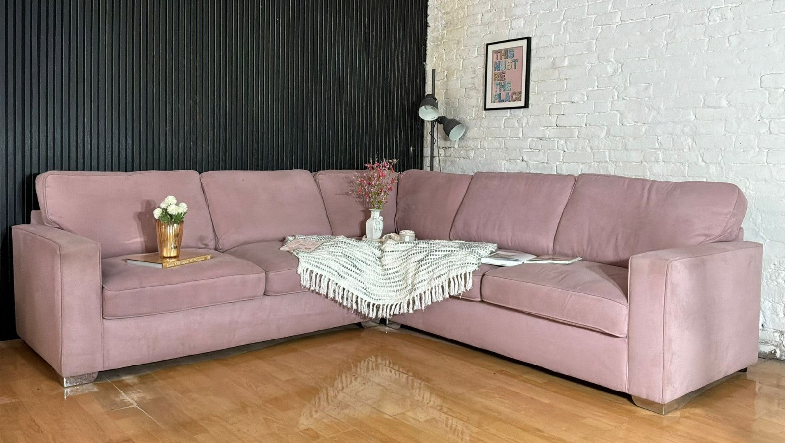 Furniture Village Large Pink Corner Sofa