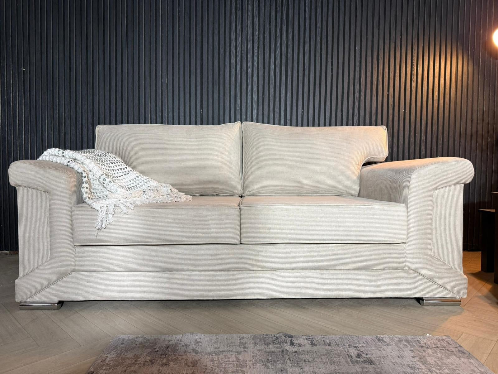 3 Seater Sofa + Armchair Set – Cream Fabric