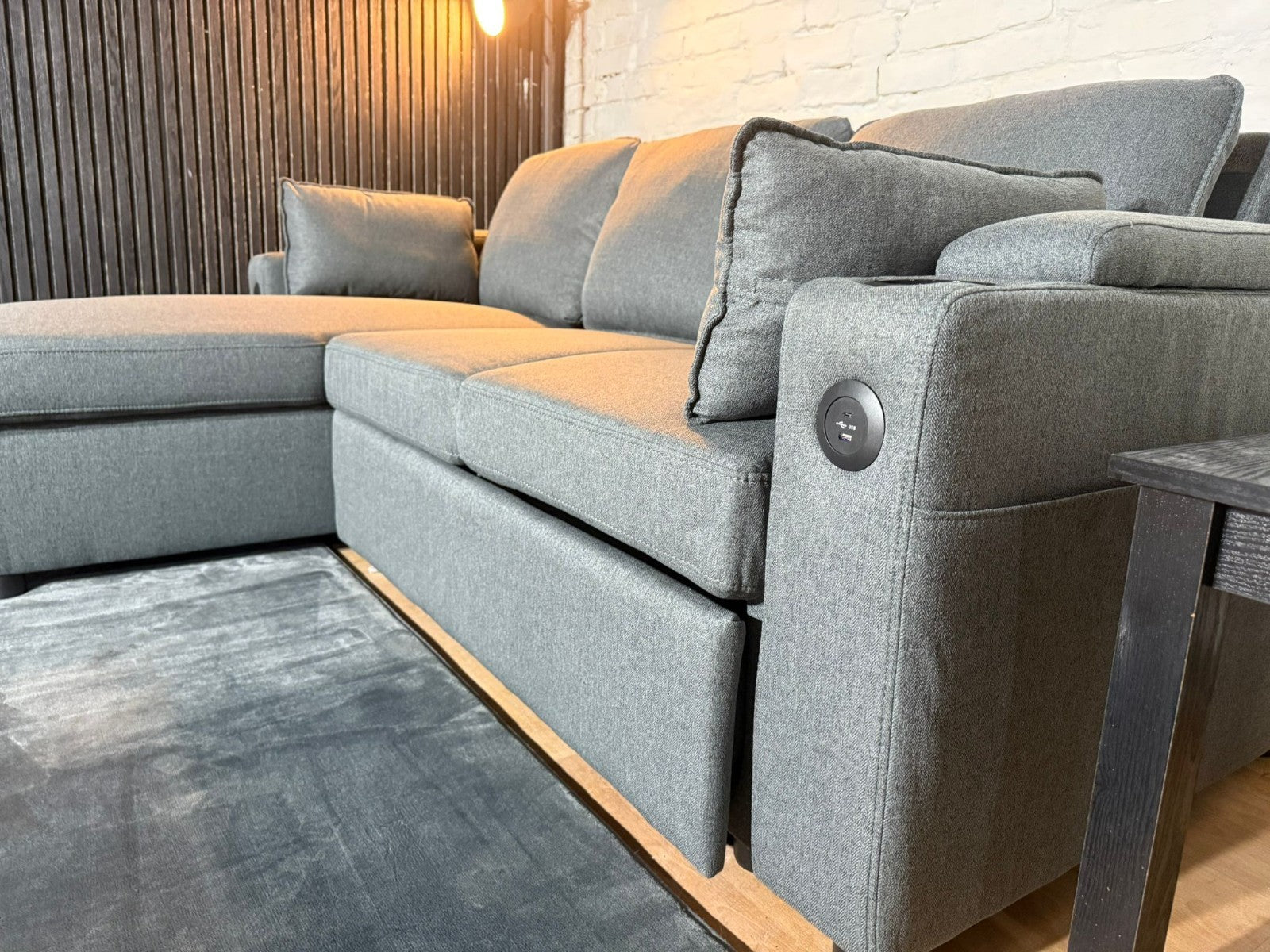 Brand New Sofa Bed with Storage & Charging Ports – 210 × 145