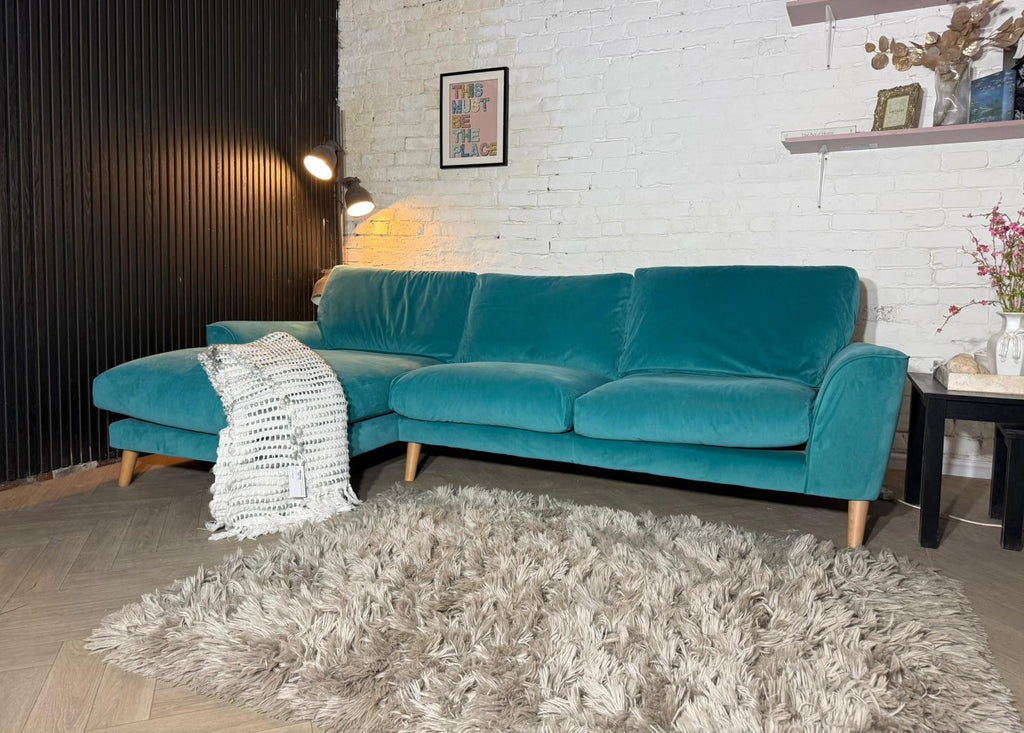 Next Palermo Relaxed Sit Corner Sofa – Teal | 270cm x 150cm | RRP £1,775 | Our P