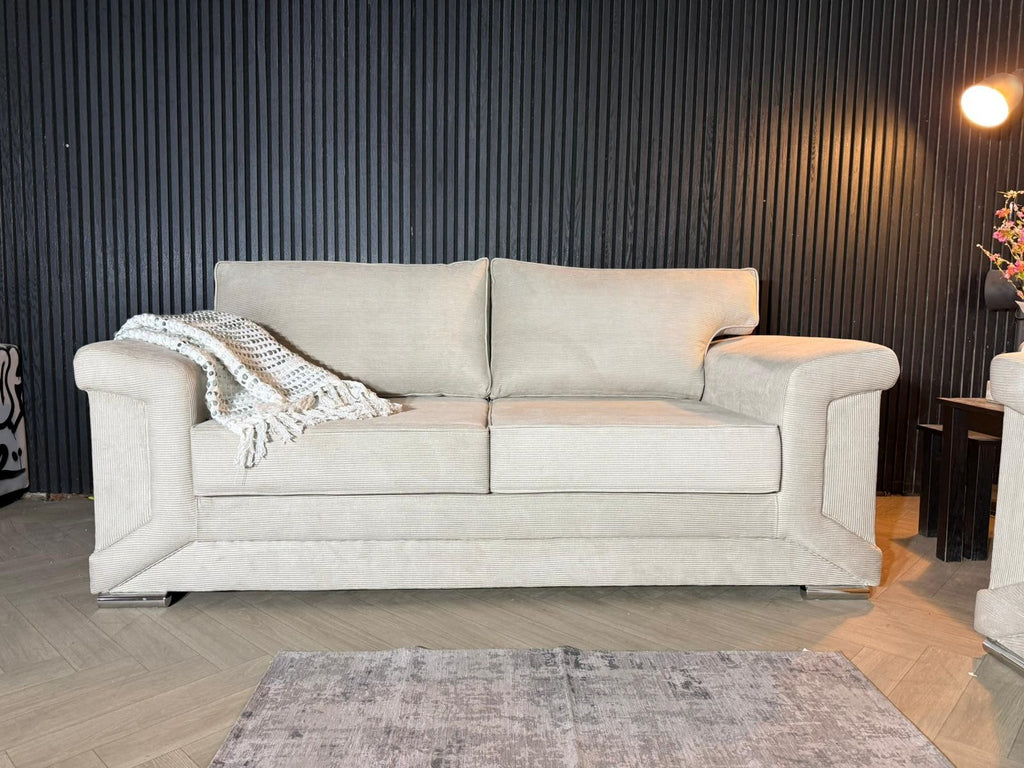 3 Seater Sofa + Armchair Set – Cream Fabric