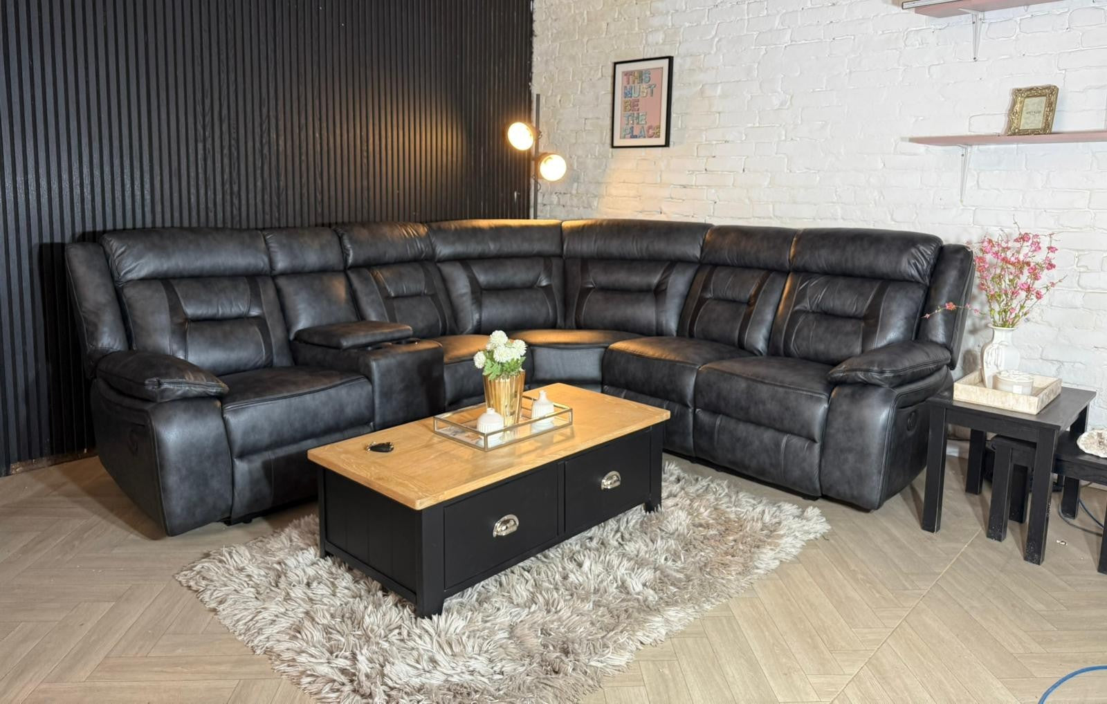 🔥 SCS Black Leather Electric Corner Recliner Sofa 🔥