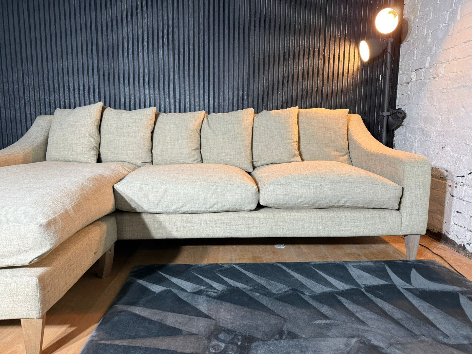 New stock! Beautiful LOAF Oscar chaise sofa upholstered in the popular Oat