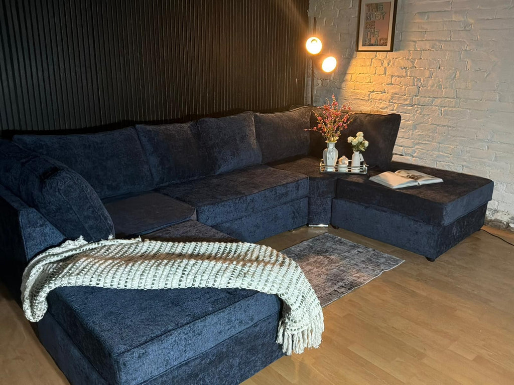 Luxury Navy U-Shape Corner Sofa