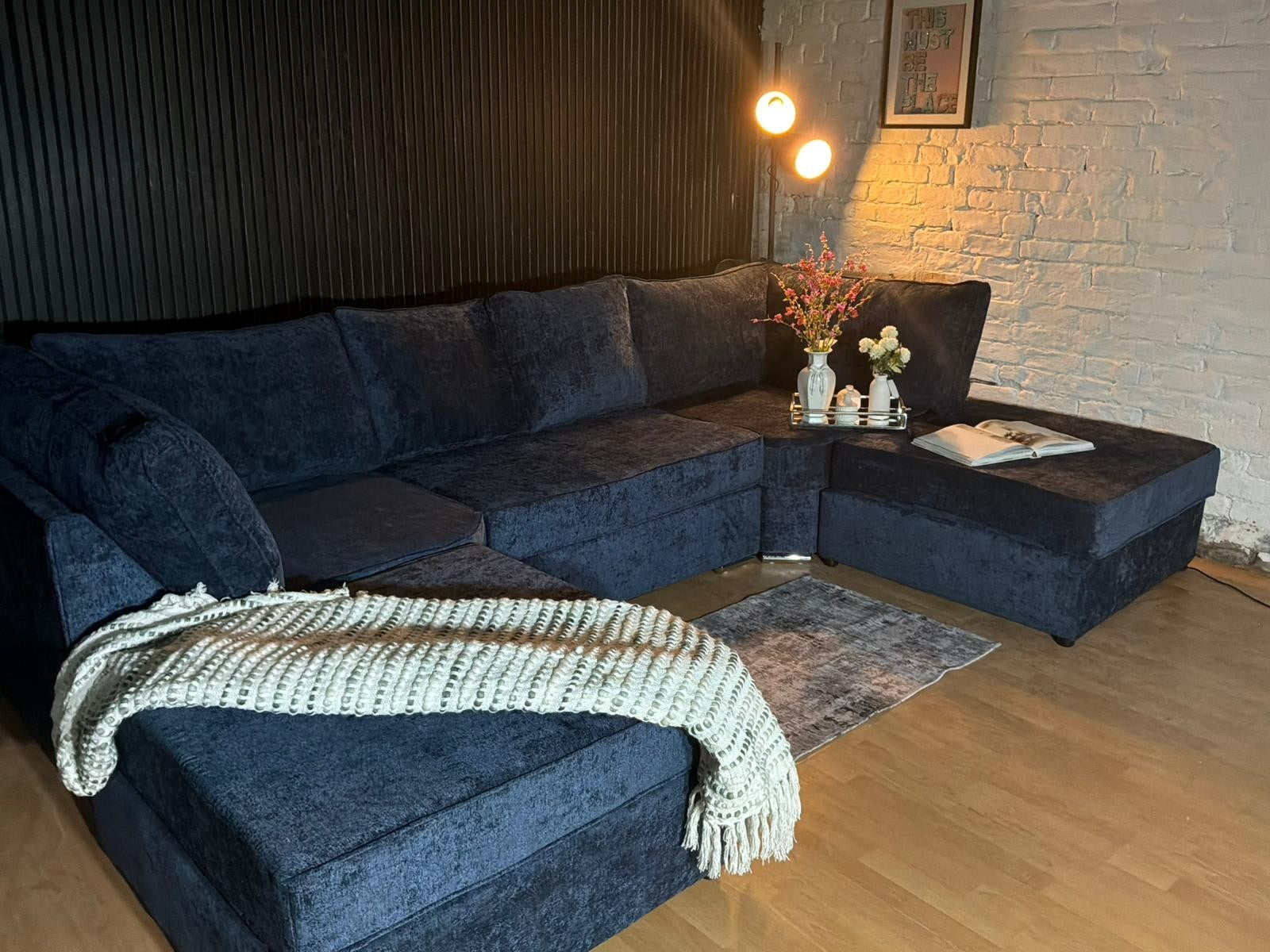 Luxury Navy U-Shape Corner Sofa