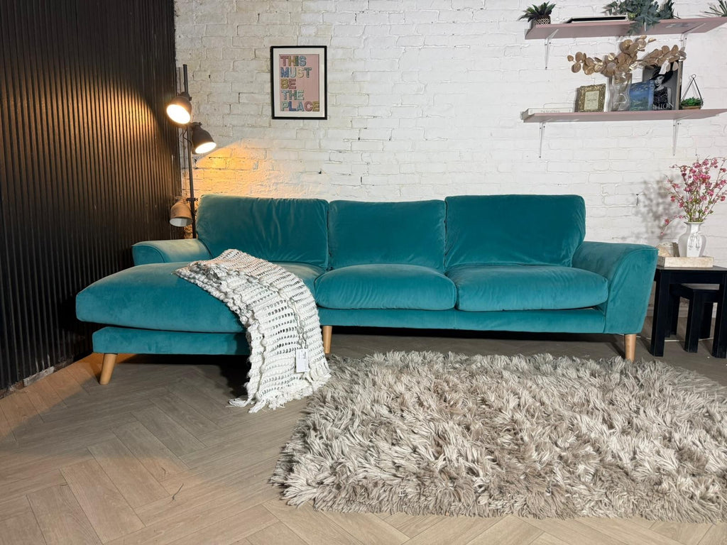 Next Palermo Relaxed Sit Corner Sofa – Teal | 270cm x 150cm | RRP £1,775 | Our P
