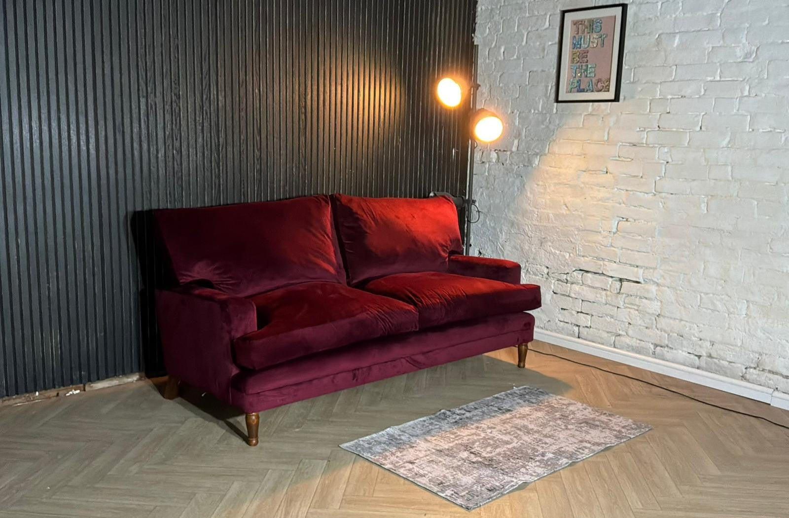 John Lewis 3-Seater Sofa – Red Velvet – RRP £1,199