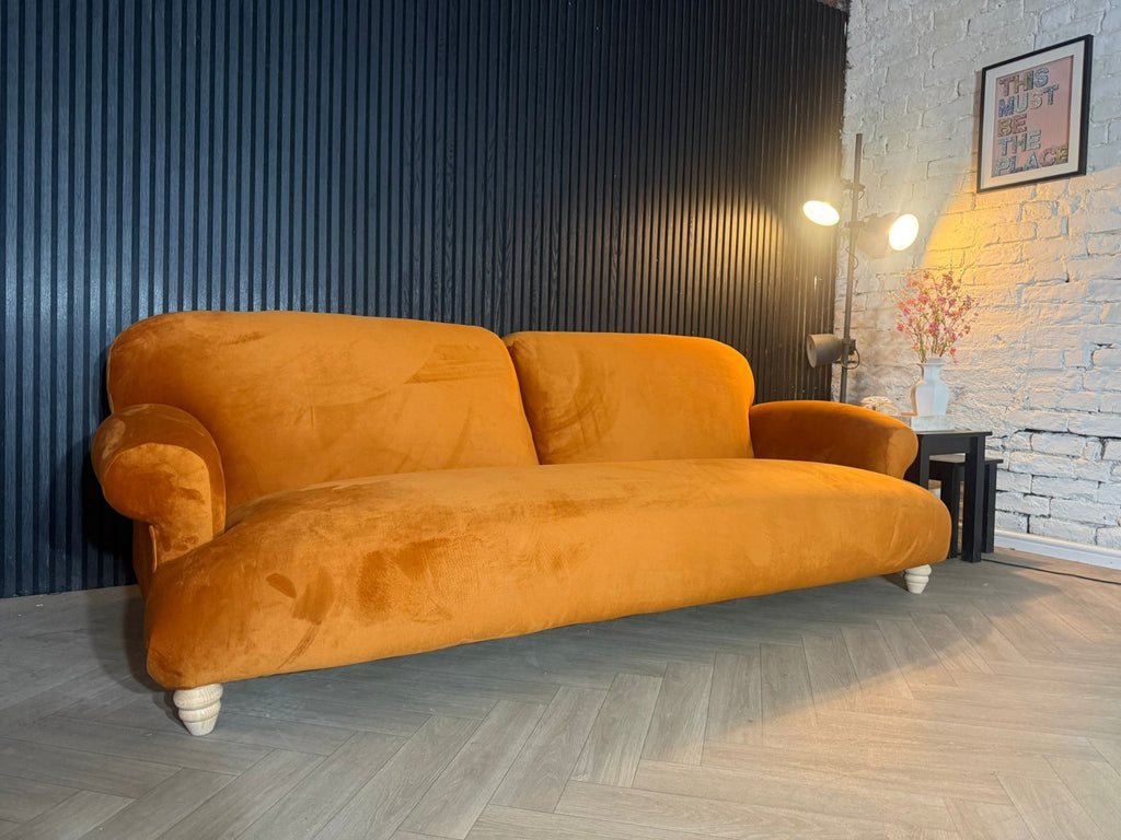 Loaf Soufflé Large 4 Seater Sofa – Bobby Buoy Orange Velvet | RRP £2,995