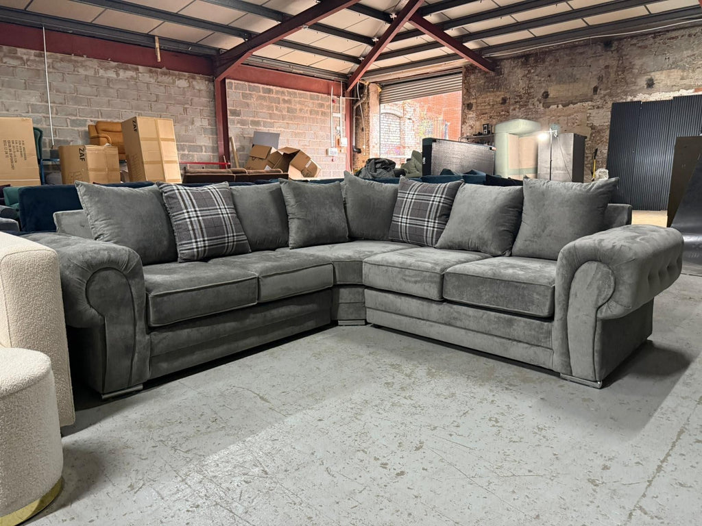 Grey Verona Scatterback Corner Sofa – Brand New